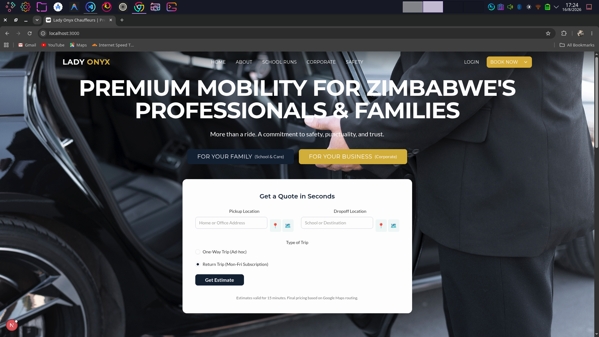 Lady Onyx Transport Web Administration Portal